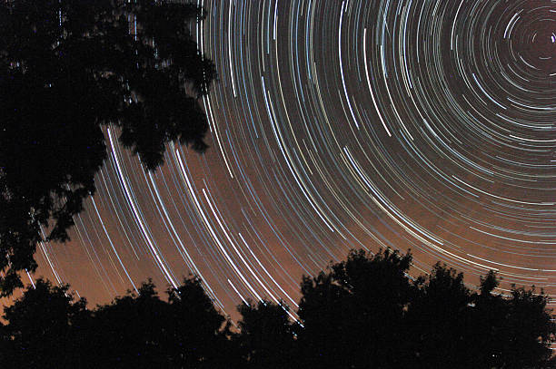 istock Night Sky to the North Trails through trees 480097923