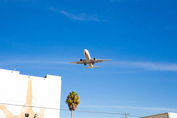 istock Airplane Flying Overhead with Blue Sky 480098745