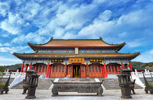 istock Chinese temple with beautiful blue sky background 480101369
