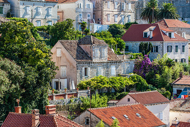 Dubrovnik, Croatia. Dubrovnik old city street view in Stradum area.