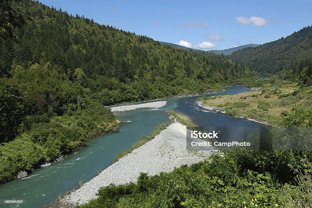 The Confluence Trinity and Klamath rivers merge in Northern California. Beach Stock Photo