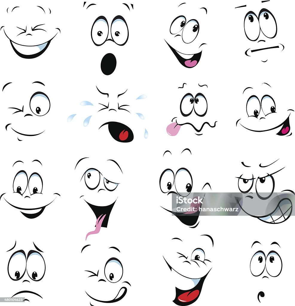 illustration of cartoon faces on a white background illustration of cartoon faces on a white background - many facial expressions Cartoon stock vector