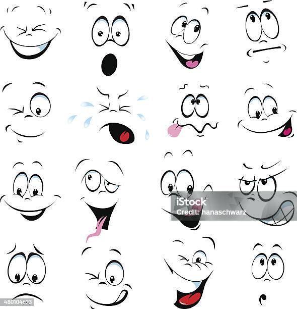 Illustration Of Cartoon Faces On A White Background Stock Illustration - Download Image Now