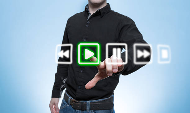 istock Young Man Moves to a Virtual Music Player 480105802