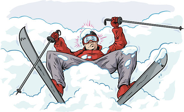 Fallen skier vector art illustration
