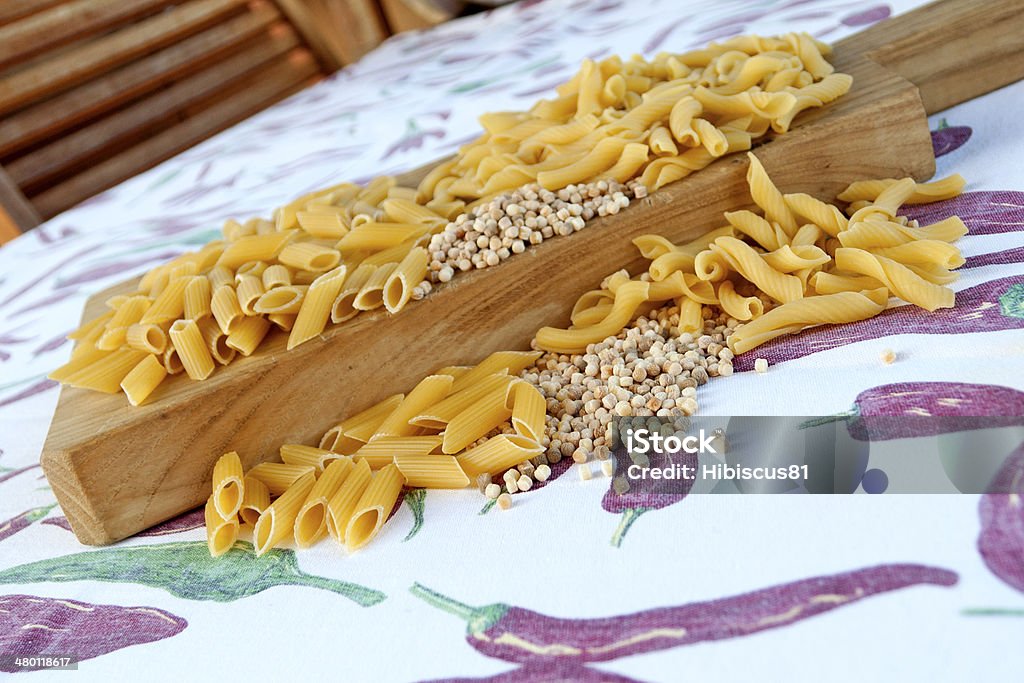 three types of pasta three types of pasta on a chopping board Cultures Stock Photo