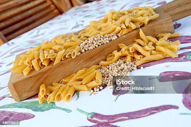 Three Types Of Pasta Stock Photo - Download Image Now - Cultures, Cutting Board, Food