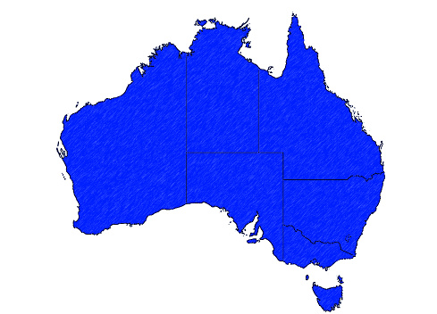 Map of Australia. Each state is separate shape
