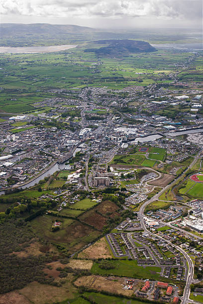 Sligo Town and Knockarea with Strandhill in the background stock photo