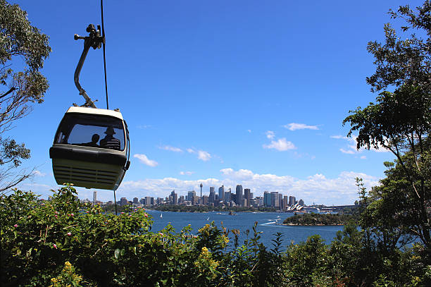 coche de sydney, el teatro de la ópera y el puente del zoológico taronga - taronga fotografías e imágenes de stock