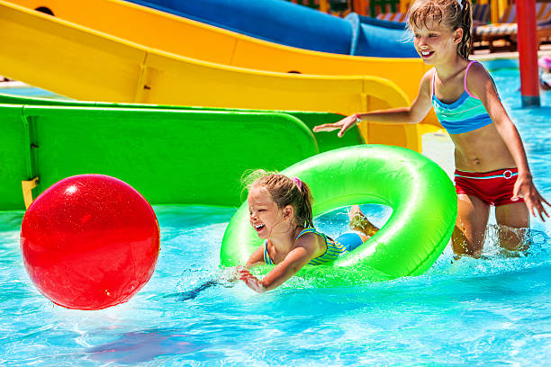 istock Child on water slide at aquapark 480122080