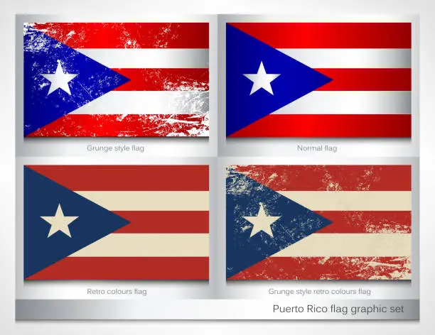 Vector illustration of Puerto Rico flag graphic set