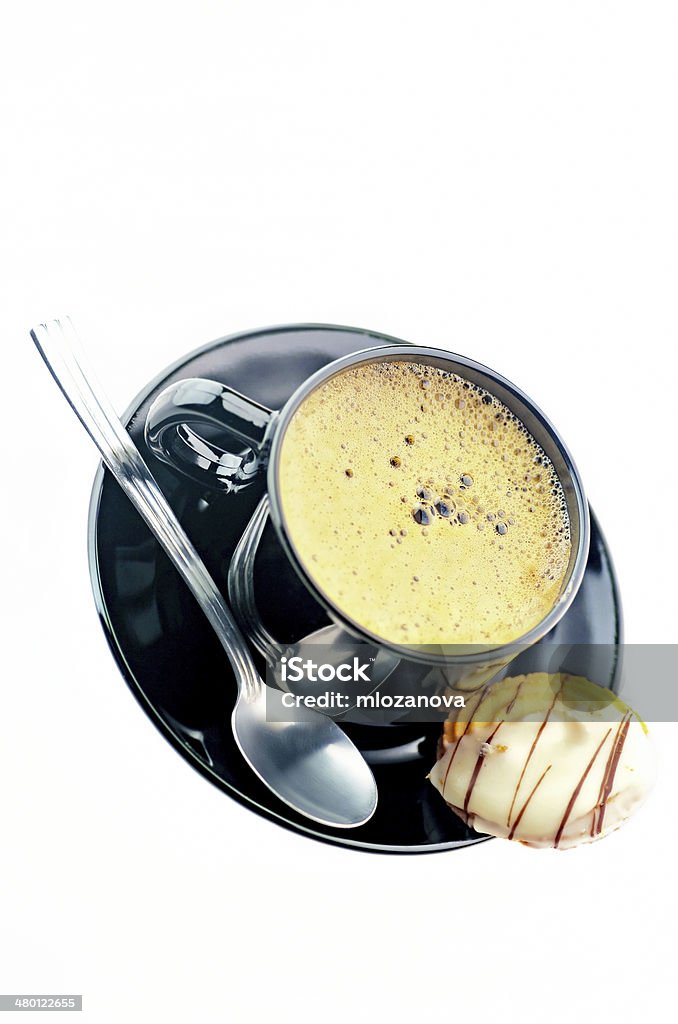 Coffee and Cookie Black cup of coffee isolated on white background with clipping path Breakfast Stock Photo