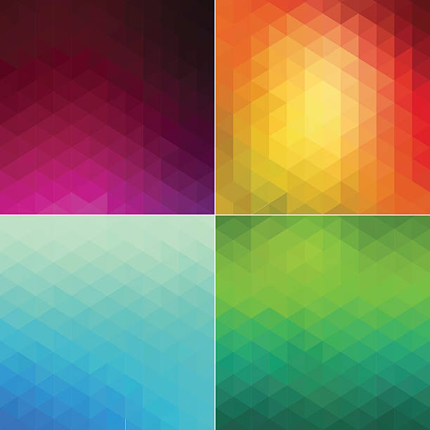 cztery mozaiki styl tła - hexagon backgrounds mesh green stock illustrations