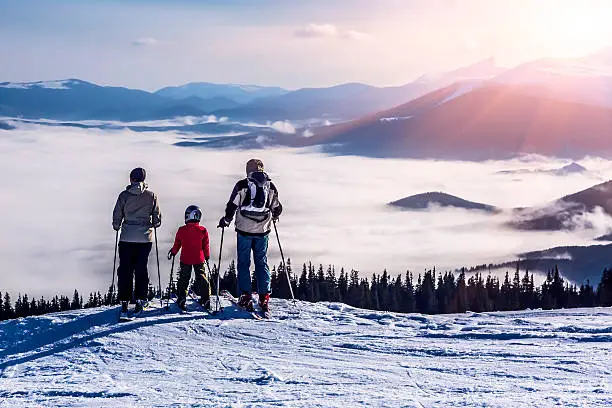 Photo of People observing mountain scenery