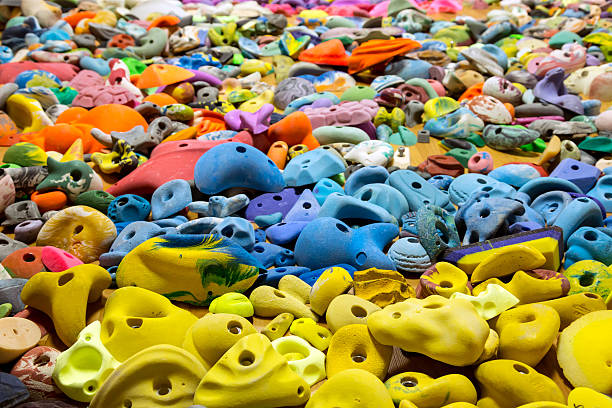 a climbing wall in close-up view