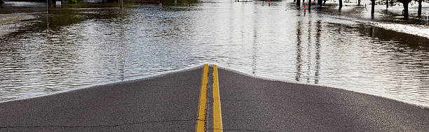 Road Closure From Flooding Road closed from high water flooding. wichita photos stock pictures, royalty-free photos & images