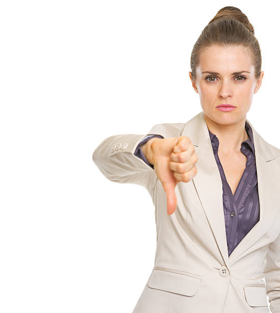 istock business woman showing thumbs down 480127259
