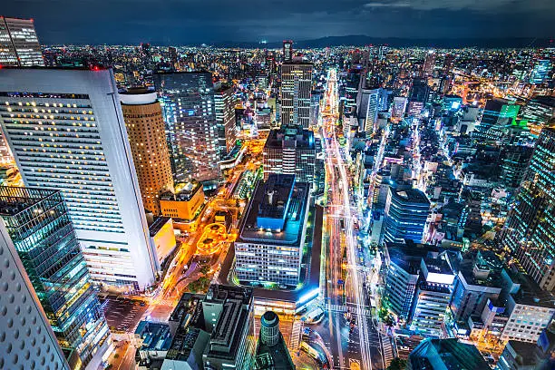 Osaka Japan aerial cityscape