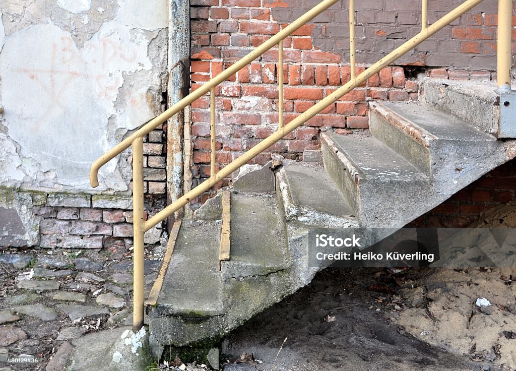 ramshackle stairs ramshackle stairs at the station in Gerwisch in Germany 2015 Stock Photo