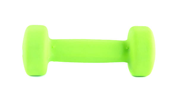 istock Manual horizontal green dumbbell isolated 480130188