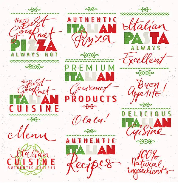 Vector illustration of Set of Italian Food Labels