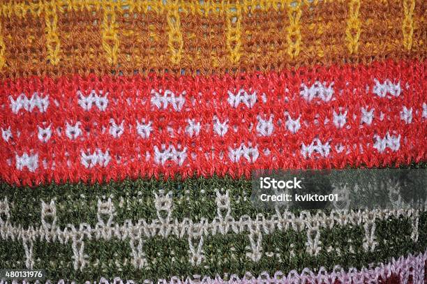 Background Of Colorful Woolen Knitted Pattern Stock Photo - Download Image Now - 2015, Abstract, Art And Craft