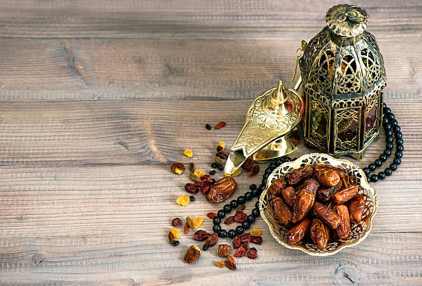 istock Dates, arabic lamps and rosary. Islamic holidays decoration 480132138