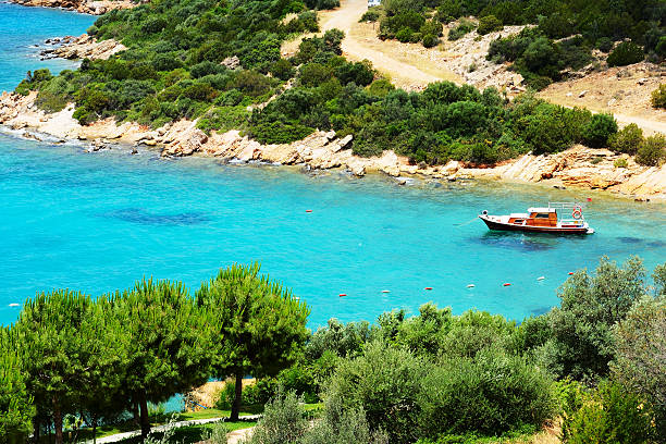 istock Turquoise water near beach on Turkish resort, Bodrum, Turkey 480133933