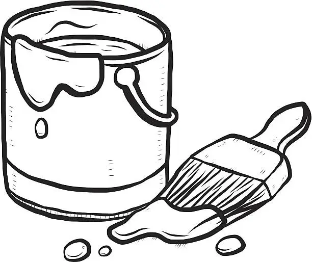 Vector illustration of color bucket and brush