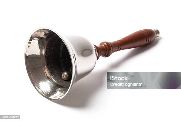 Traditional School Bell On White Stock Photo - Download Image Now - Handbell, Bell, White Background