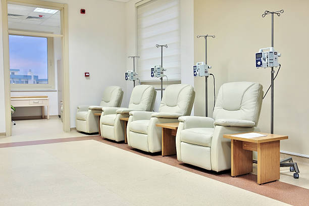 Cancer treatment chemotherapy room Cancer treatment chemotherapy room Chemotherapy Chairs stock pictures, royalty-free photos & images