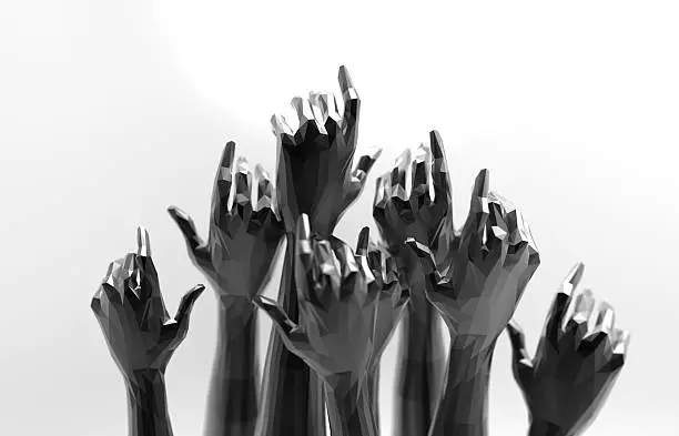 Photo of mannequin hands reaching up