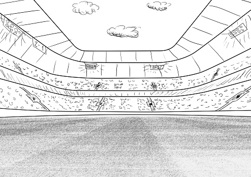 sketch of soccer or football stadium background