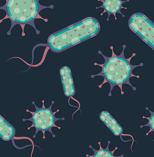 ilustrações de stock, clip art, desenhos animados e ícones de bactérias sob microscópio vector - epidemic abstract bacterium rudeness