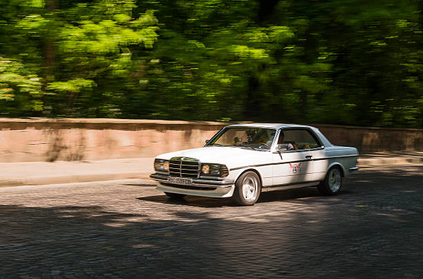  Lviv, Ukraine - June 13, 2015:Old retro car Mercedes Benz CE 230 taking  participation in race Leopolis grand prix 2015, Ukraine.