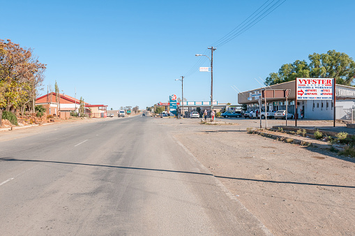 Reddersburg, South Africa - April 26, 2015: A Street scene in Reddersburg in the Free State Province of South Africa