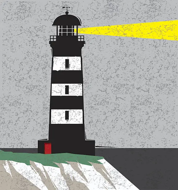 Vector illustration of Lighthouse in Fog