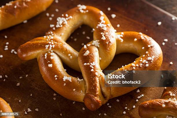 Homemade Soft Pretzels With Salt Stock Photo - Download Image Now - Heat - Temperature, Pretzel, Appetizer