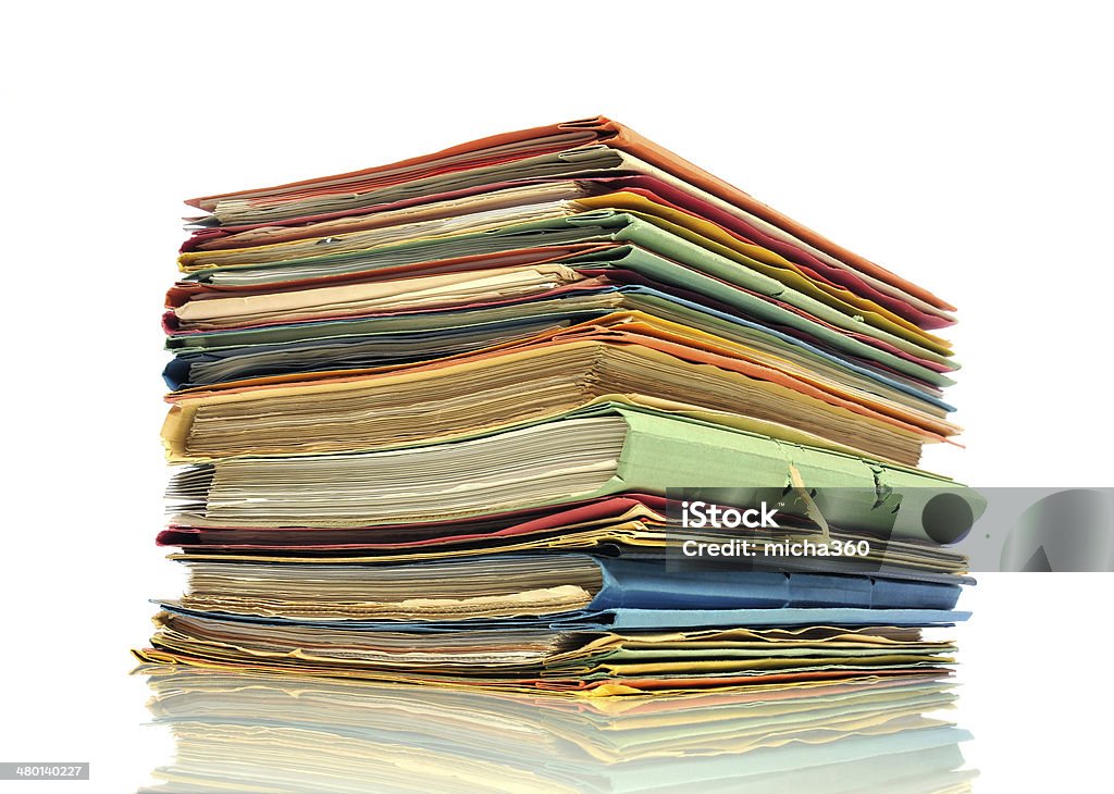 Office Binder Stack of office binder on white background Lawsuit Stock Photo
