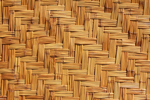 textura e fundo de bambu - woven wood textured place mat imagens e fotografias de stock