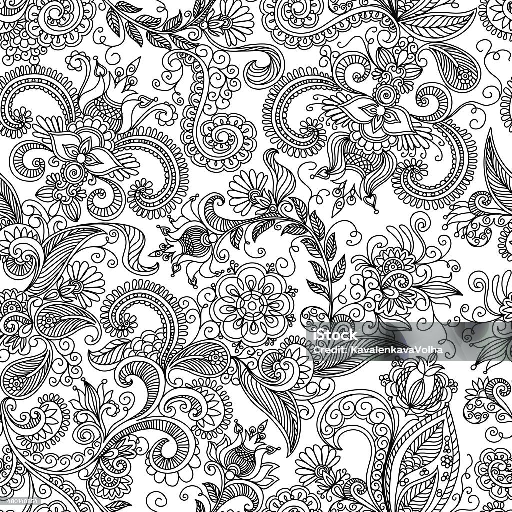 Vector Seamless Black And Red Floral Pattern Stock Illustration ...