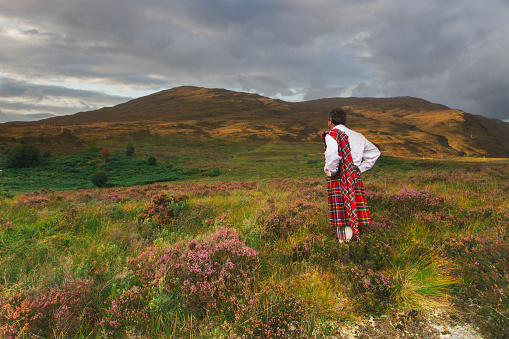 Scotsman in kilt on the Moors