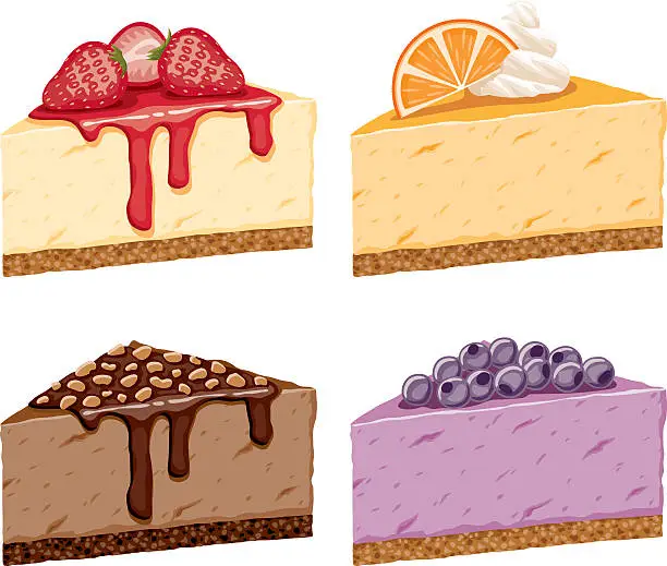 Vector illustration of Different Cheesecake Flavor Icon Set