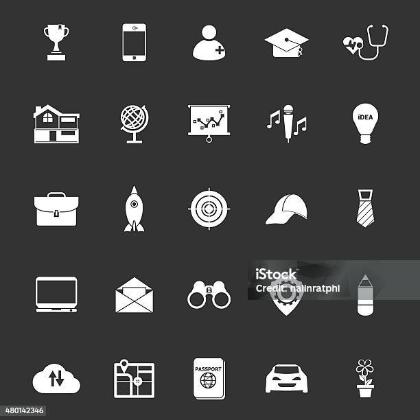 Job Description Icons On Gray Background Stock Illustration - Download Image Now - 2015, Binoculars, Briefcase