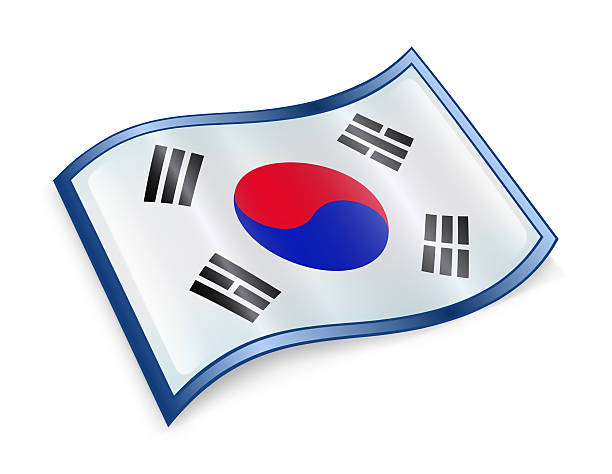 südkorea flagge symbol isoliert auf weißem hintergrund. - government computer icon glass shiny stock-grafiken, -clipart, -cartoons und -symbole