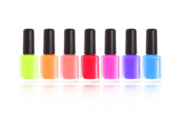 istock Colorful nail polish bottles isolated on white 480145629