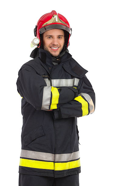 istock Portrait of smiling fireman. 480145823