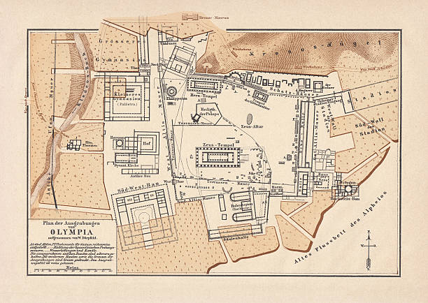 археологических раскопок в г. олимпия, опубликованные в 1880 - archeologie stock illustrations