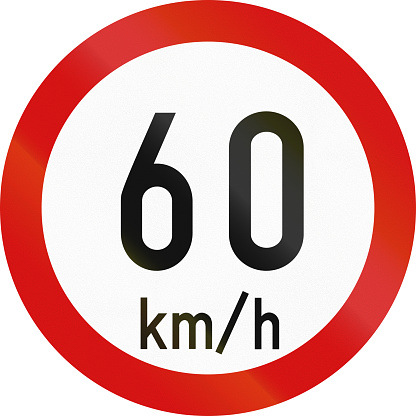 Irish traffic sign restricting speed to 60 kilometers per hour.